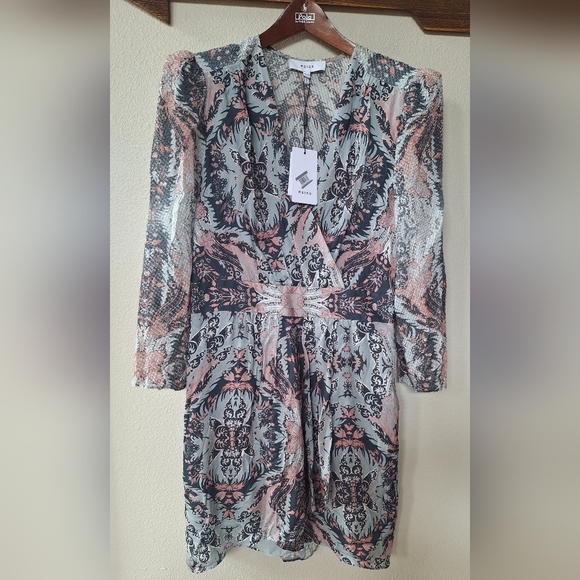 NWT Reiss Womens Lacey Mini Dress Floral Print V-Neckline Size 6 - Picture 1 of 10